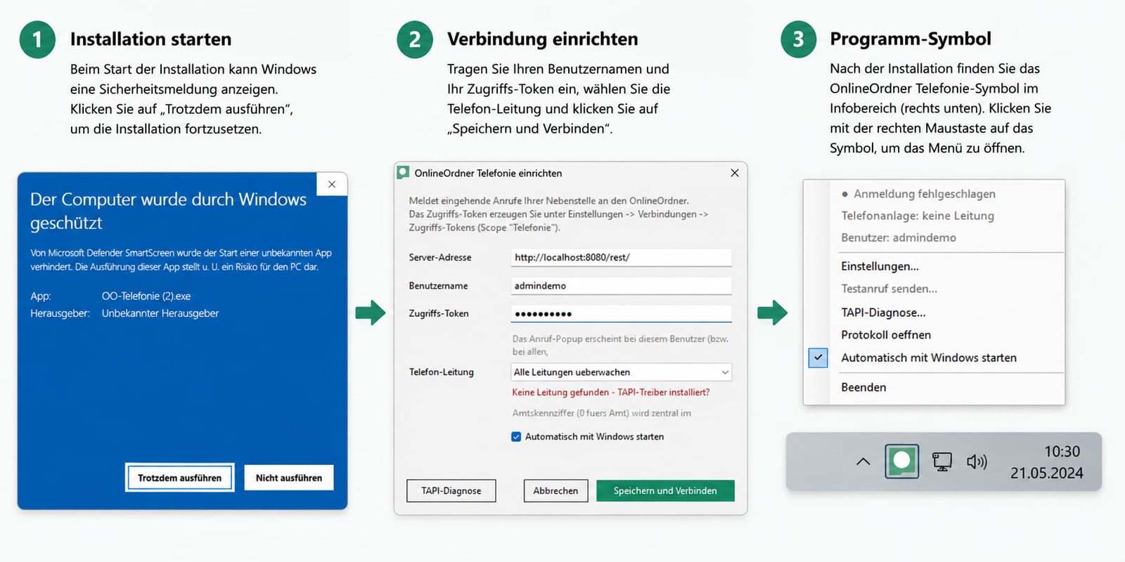 Telefonanlagen mit dem OnlineOrdner verbinden